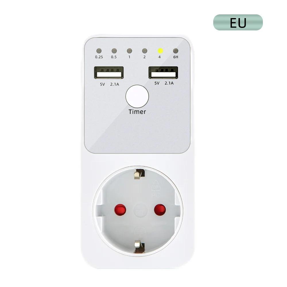 Comutator electronic cu temporizator, numărătoare inversă programabilă de 6 ore, priză cu temporizare inteligentă, interfață USB, priză EU US UK FR