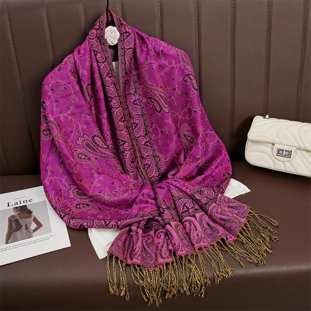Thickened Paisley Jacquard Scarf Windproof Bohemia Poncho Hijab  Women/Men
