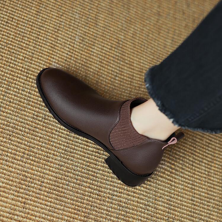 

Мода Новые Осенне-Зимние Женские Ботильоны из Спилка Модные Ботинки для Женщин Круглый Носок Массивный Каблук Обувь Zapatos De Mujer 34