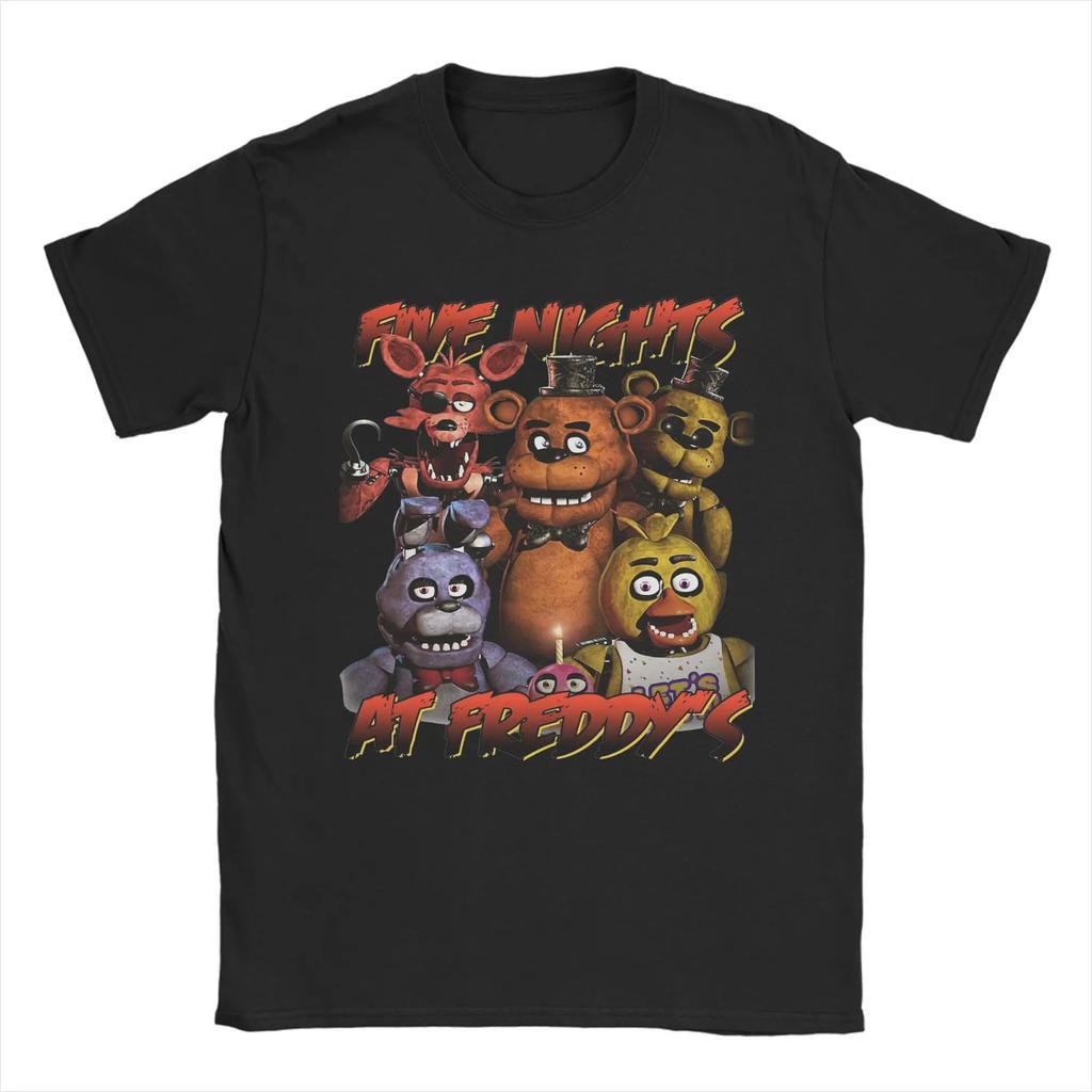 Men Women Cotton Hipster T-Shirts Freddys Bonnie T Shirt for Crew Neck Tee Shirt Short Sleeve Clothing Gift Idea