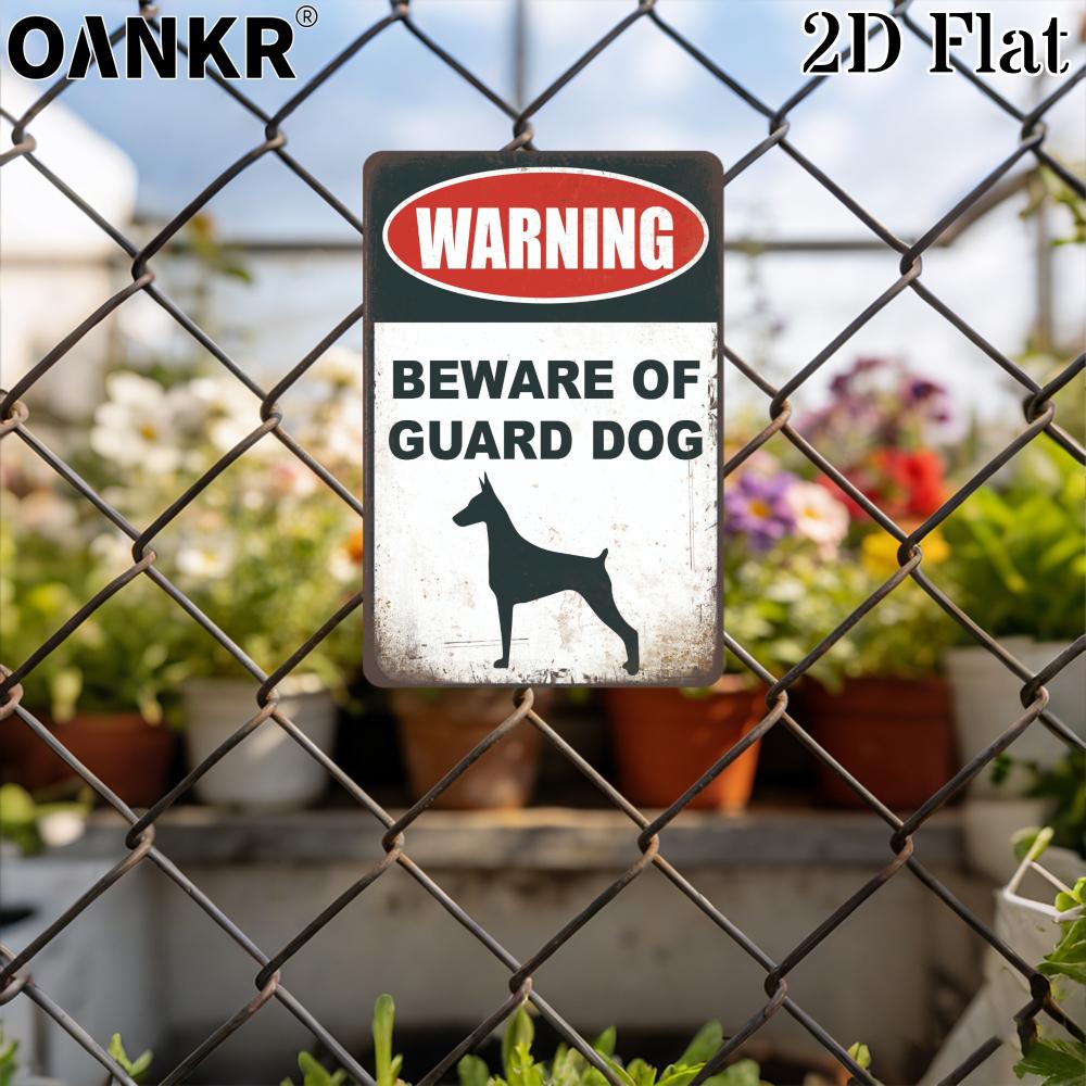 Vintage Warning Art Metal Tin Sign Beware Of Guard Dog Metal Signs for Man Cave Garage Farm Bar Garden Home Wall Decor Plaque