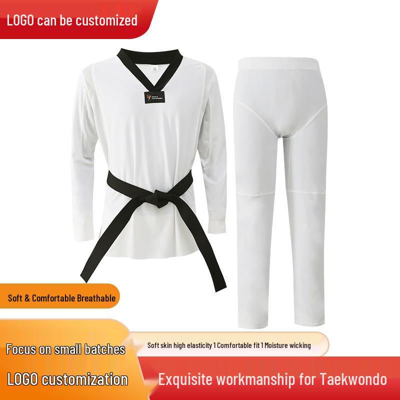 Summer Quick-Dry Slim Fit Elastic Taekwondo Dobok Set, Customizable with Name or Logo