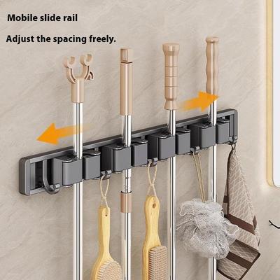 Organizer Wall Mounted Broom Holder Mop Clip Stand Brush Rack Hanging Pipe Hook Kitchen Storage Bathroom Accessories Tools