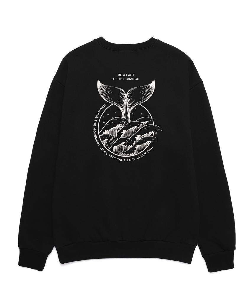 VANNWORKS Earth Day Ever Day Oversized Sweatshirt ((Vls0005) Black (B Type)
