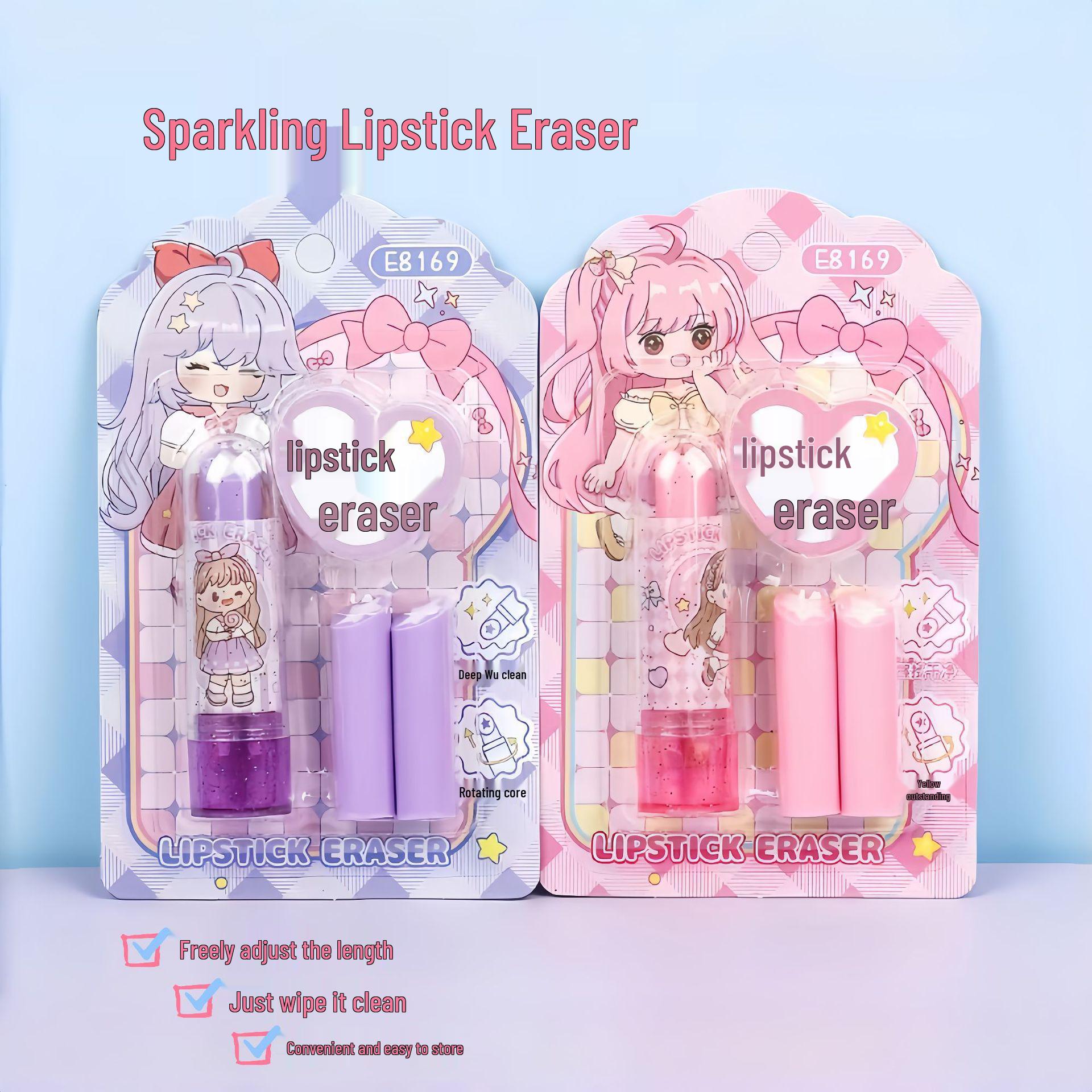 

Creative Lipstick-Shape Twist Eraser - Portable and Cute Stationery for Students and Office Lipstick eraser