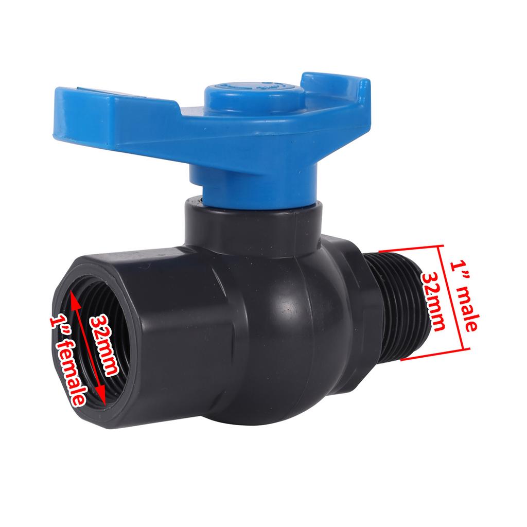 PVC Ball Valve 3/4" 1" Female Thread Male Thread Valve Switch Garden Irrigation Water Pipe Joint Internal to External Thread 1Pc