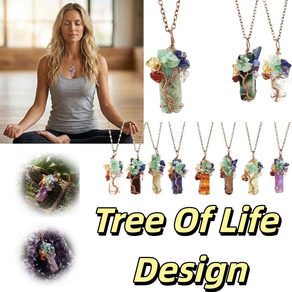 Tree Of Life Design Crystal Tree Of Life Irregular Crystal Crushed Stone Pendant Gift For Women