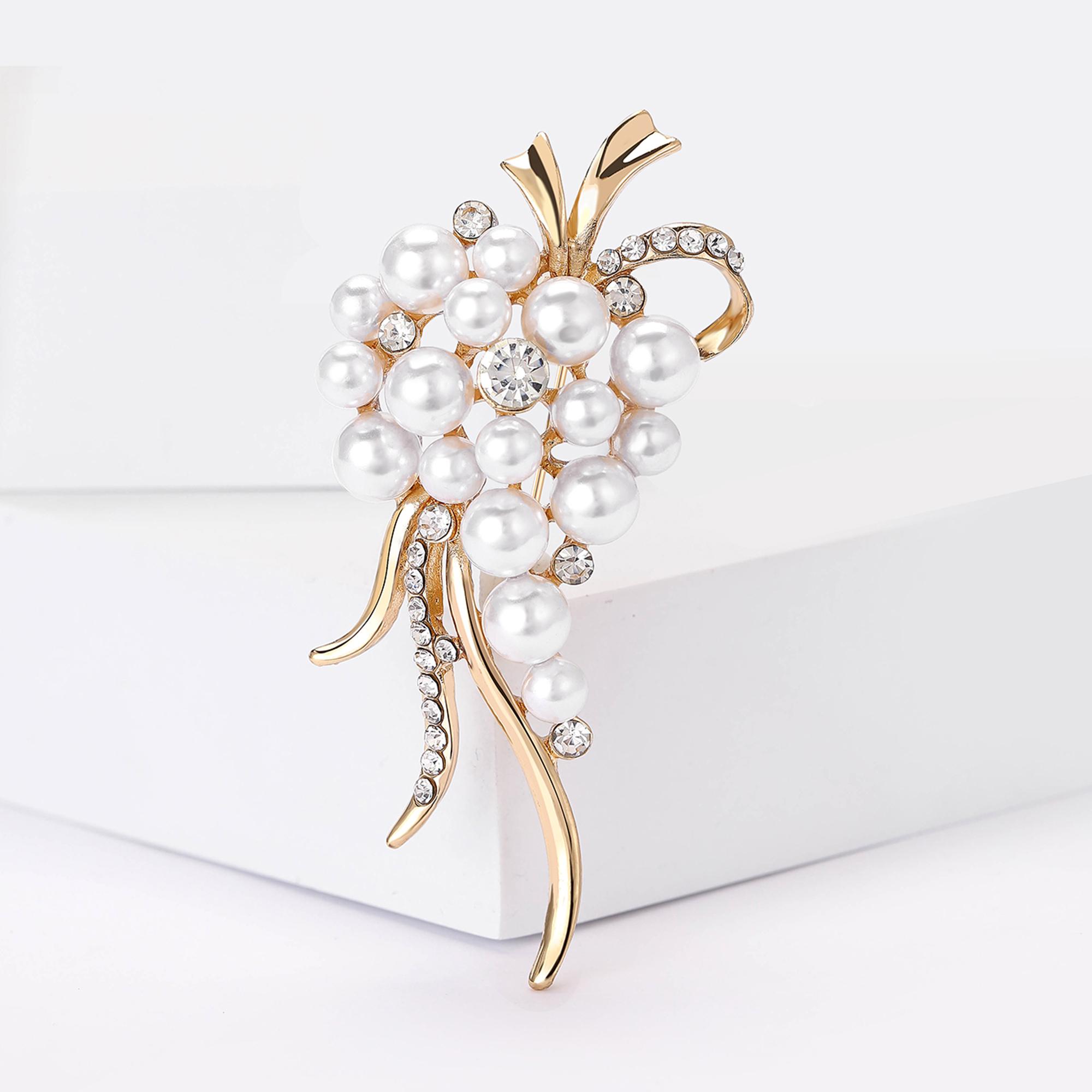 

Elegance Pearl Accessories Brooches for Women Creative Rhinestones Flower Pins Friend Event Party New Gifts Jewelry Decoration