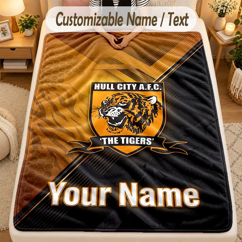 Flannel BlanketHull FC Custom Name Text Personalized Soft Warm Throw Blanket Home Decor Gift