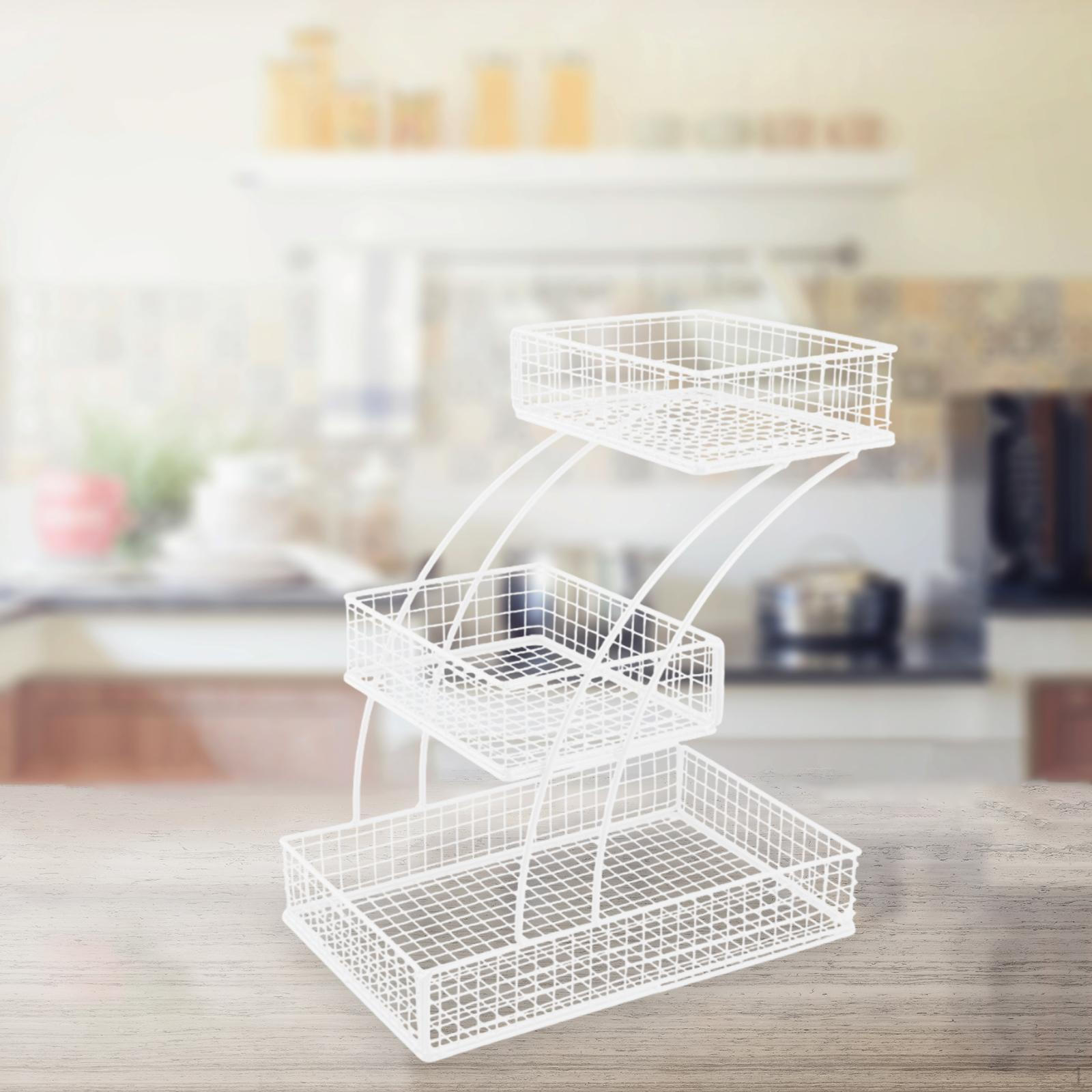 

Корзина для хранения фруктов на 3 уровня, держатель из железной проволоки для кухонного стола белый