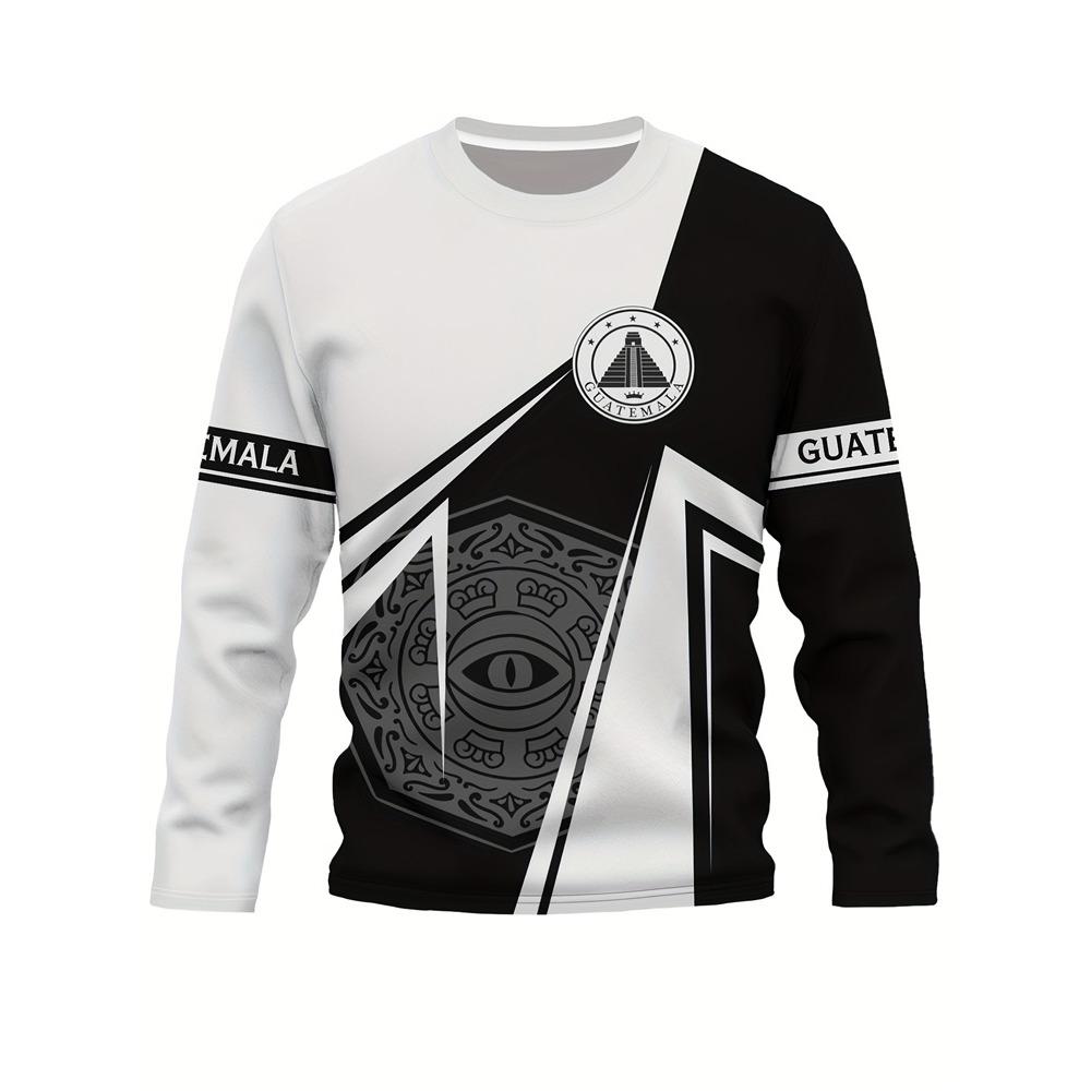 Retro And Fashionable 3D Printed Men's Autumn Thin Round-neck Top, Harajuku Street Fashion Men's Top, Casual And Fashionable
