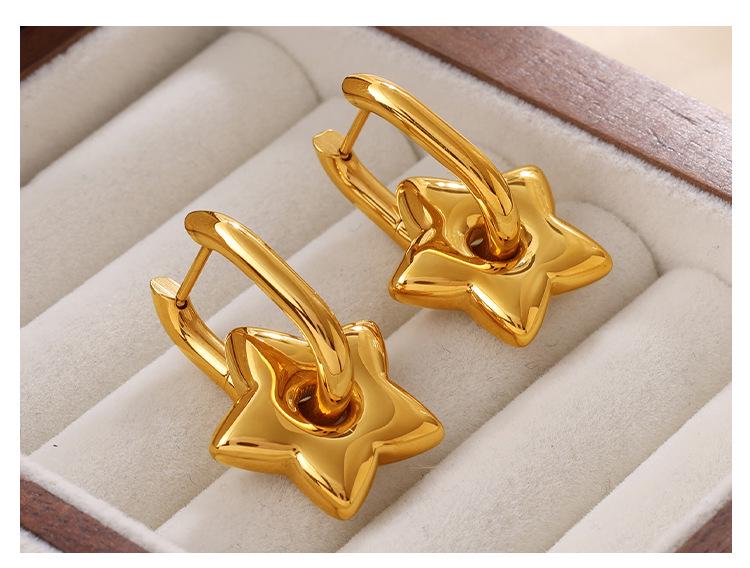 Classic Star Pendant Square Hoop Earrings for Women