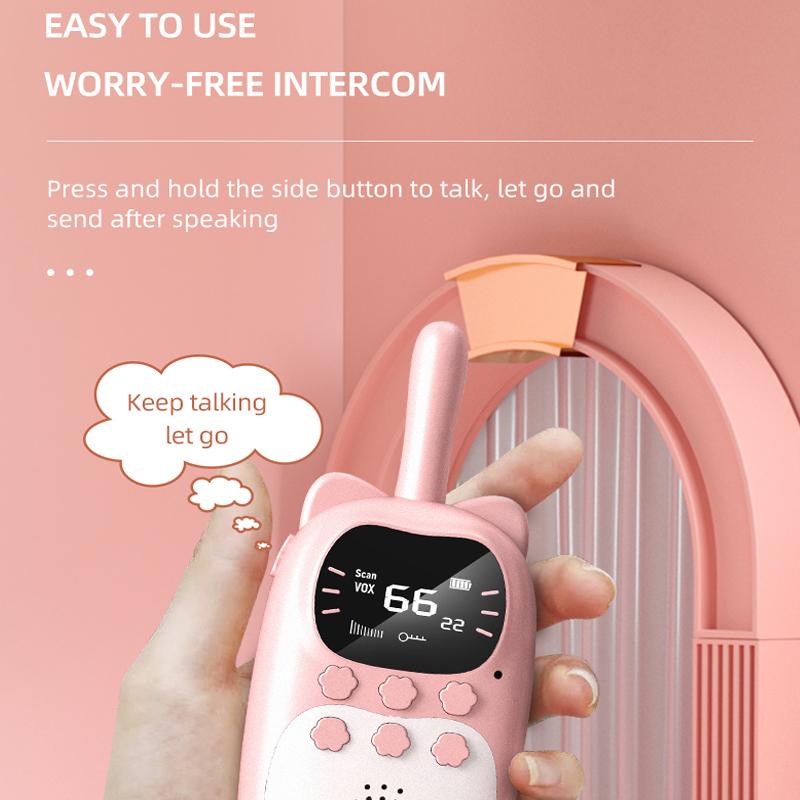 2Pcs Children Mini Walkie Talkie Rechargeable 1000mAh Handheld Interphone 3KM Long Range Kids Birthday Gift