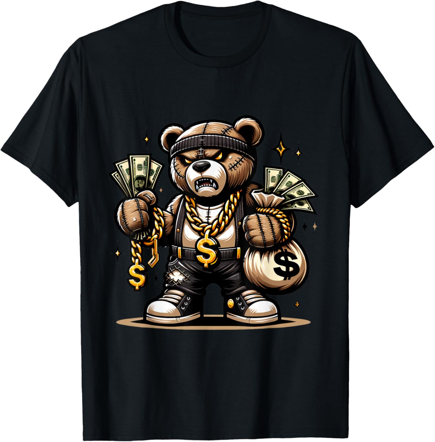 

Teddy Bear Money Swag Hip Hop Rapper Graphic Drip Dopeskill T-Shirt 5XL різнокольоровий