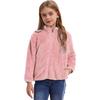 Kids Casual Outerwear Long Sleeve Stand Collar Soft Plush Zipper Closure Pockets Side Warm Jacket
