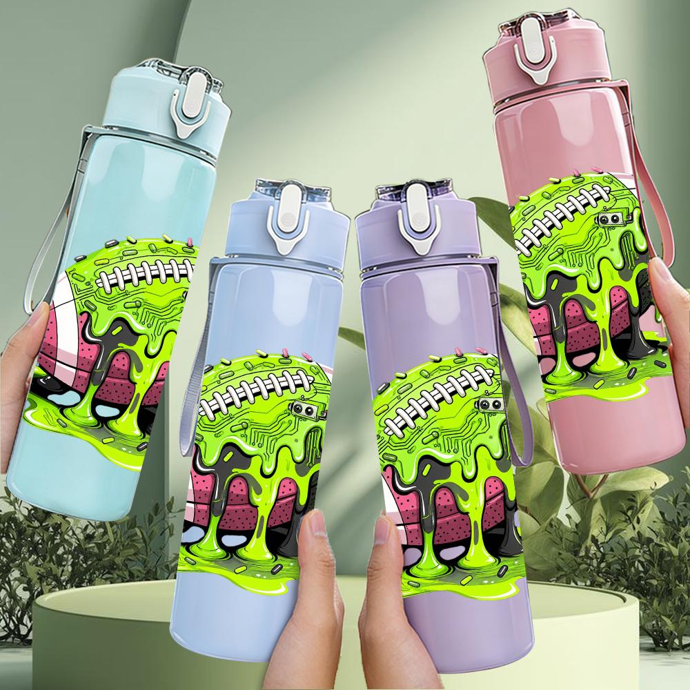 1PC Slime Covered Football Figure 750ml Color Plastic Water Bottle Leakproof Flip Straw Lid For Sports Office Home Use
