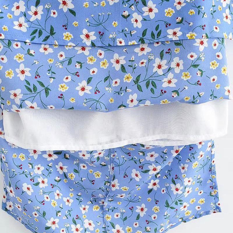 Za Summer New Women Clothes Western Style French Style Short Sling Print Top Holiday Style High Waist Skirt