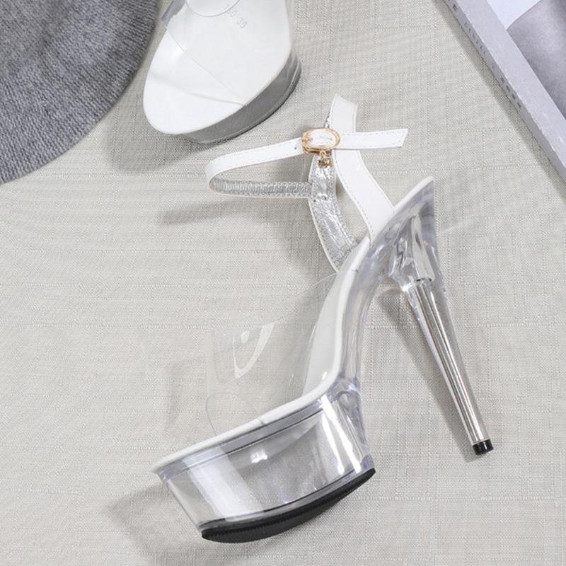 Dámské boty na jehlách Sexy Transparentní křišťálové pantofle Svatební boty Banquet 190 Series 14,5 cm podpatek 5 cm platforma LFD