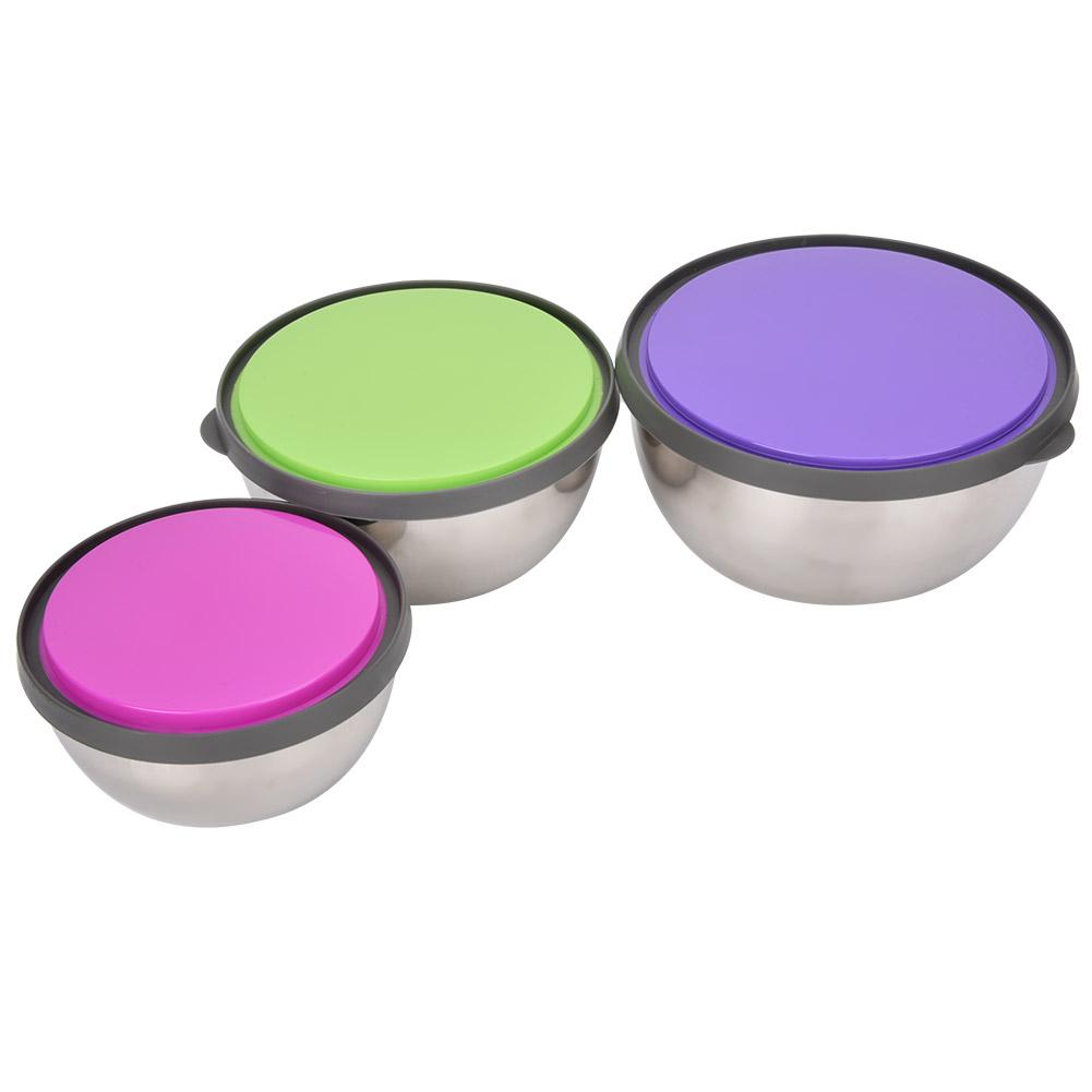 Stainless Steel Sl Bowl Set, Food Storage Container Kitchen Tool, S,M,L, , Idl for Household Kitchen, Students, Workers, Storage Bowl wi