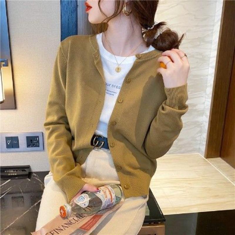 New knitted cardigan women's spring and autumn shawl jacket long-sleeved knitted knitted sweater outer women