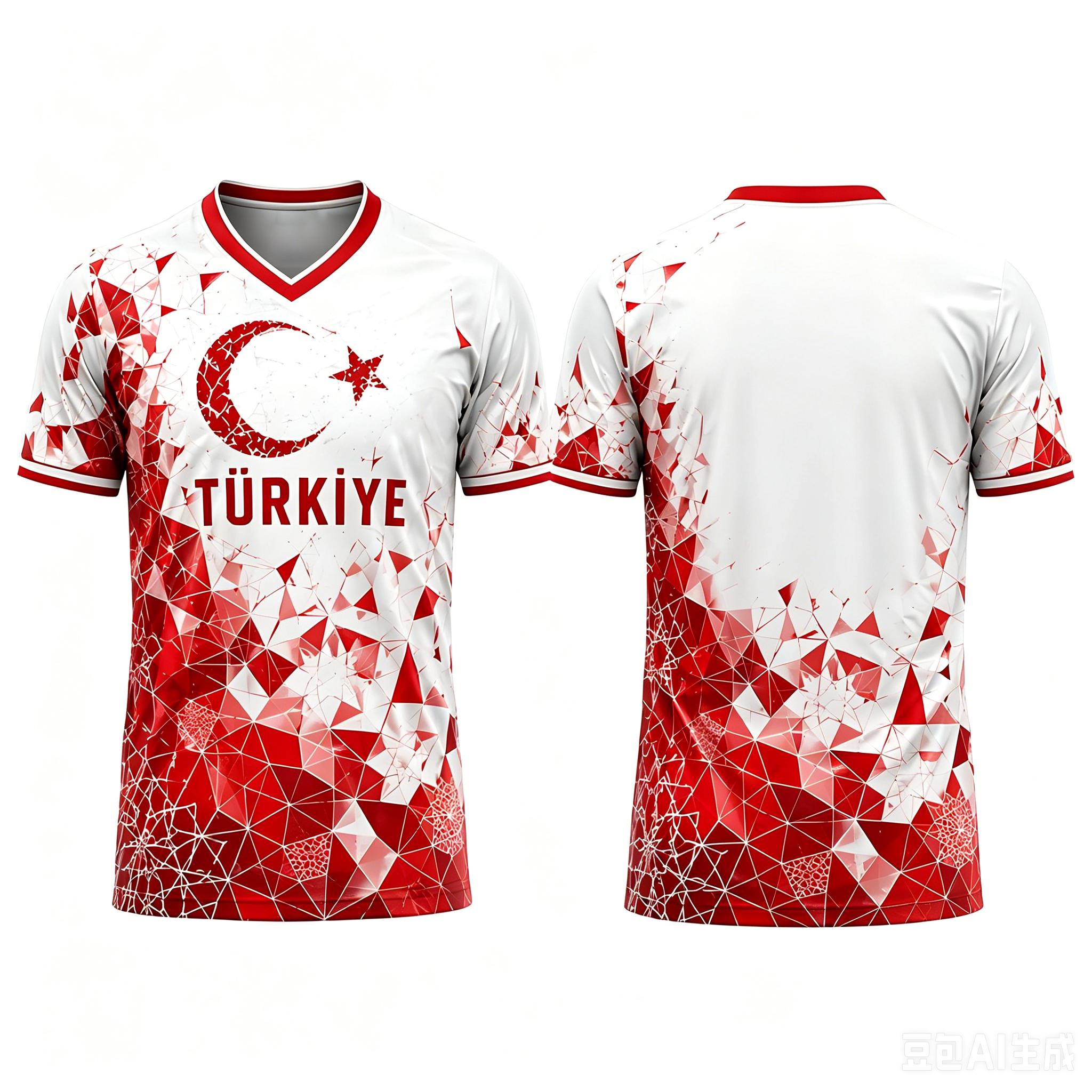 2026 Turkey National Flag Soccer Jersey Men Women 3D Geometric Print Türkiye Crescent Star Patriotic Football T-shirt For Fans S