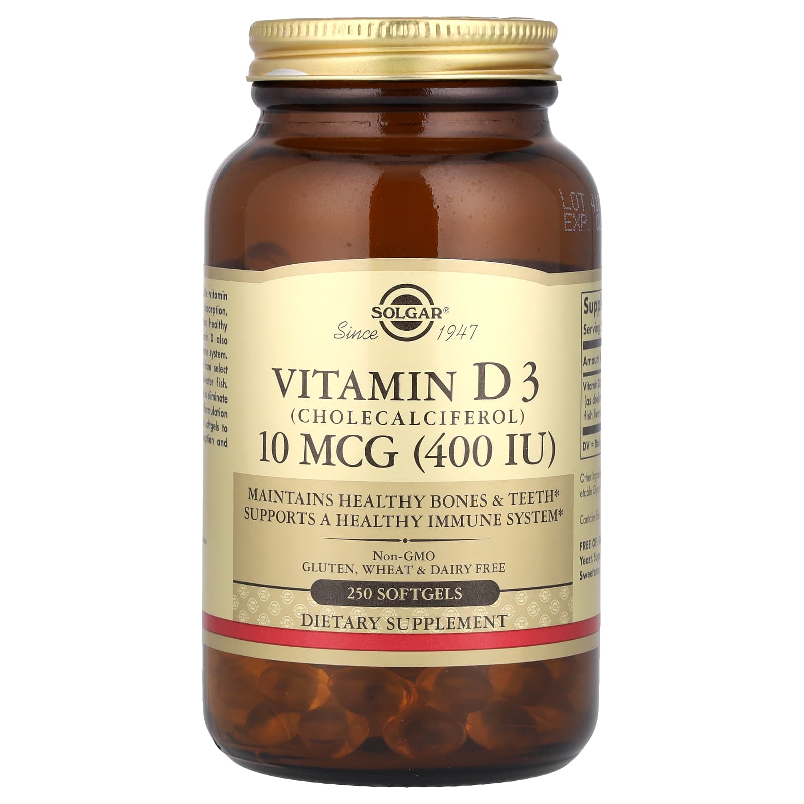 

Vitamin D3, 10Mcg (400Iu), 250 Softgels