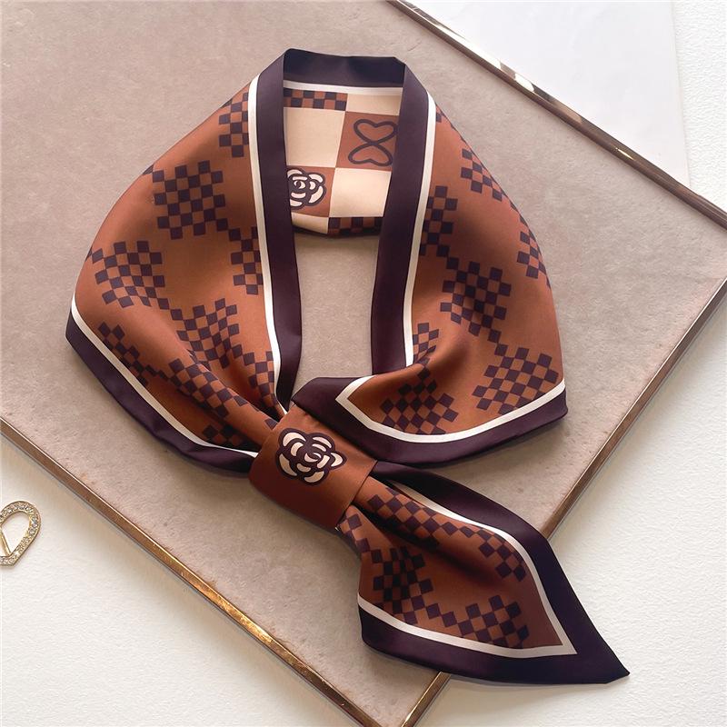 Striped Silk Scarf Imitation Long Diagonal Plaid Perfect For Spring Summer