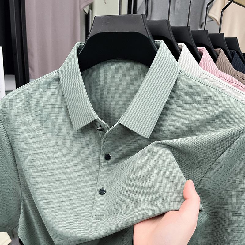 

Short Sleeve Polo Shirt Thin Loose Solid Color T-Shirt Letter Print Bottom Top M