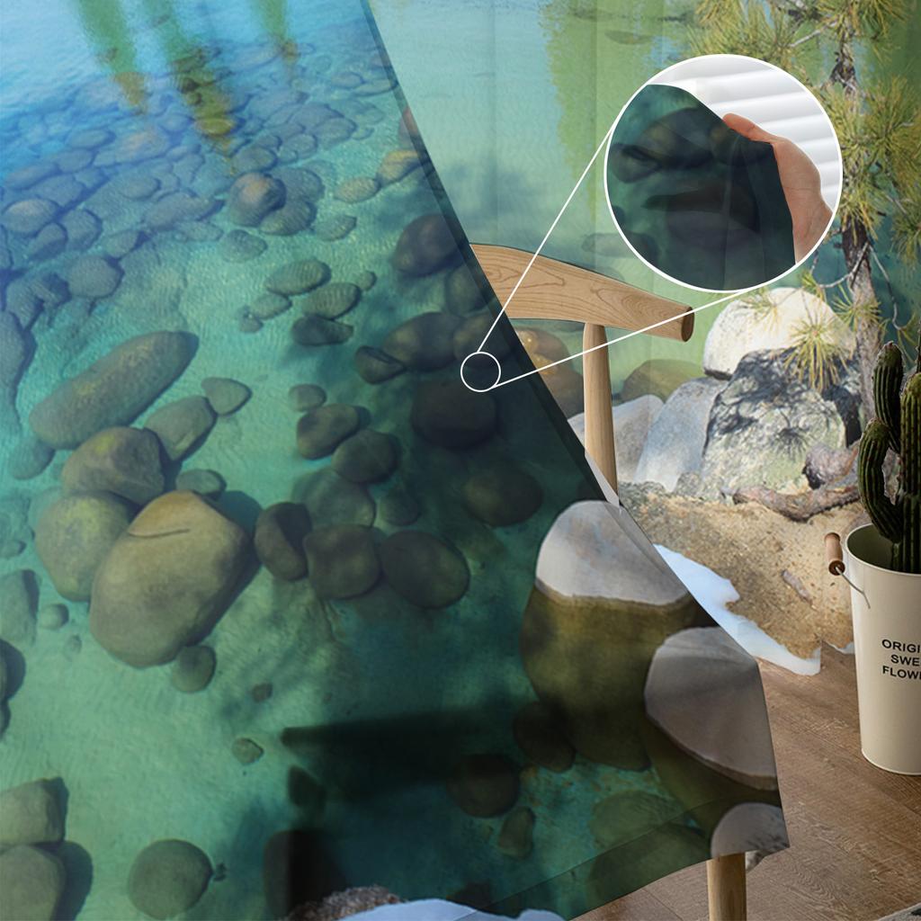 Lake Winter Forest Quiet Shadow Chiffon Sheer Curtains for Living Room Bedroom Home Decoration Window Voile Tulle Curtain Drapes