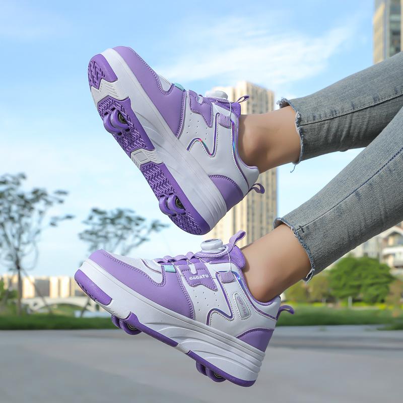 4 Wheel Skating Shoes Speed Roller Skate Children's Deformation Roller Skating Shoes Sports Wheel Shoes Dual-use Racing Sneaker