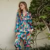 Fashion Comfortable  Pajamas Women's High-end Sense  Style Lapel Spring and Summer Long Sleeve Home Suit
