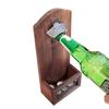 Vintage Bottle Opener Wooden Wall Mounted Beer Bottle Opener with Cap Catcher for Beer Lovers Household Kitchen Bar Tools