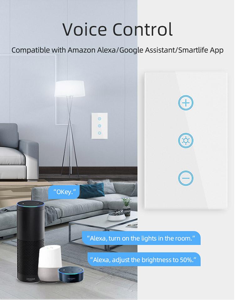 LEDEAST DS-172 Tuya WiFi Smart Light Switch UK Standard Touch Wall Switch AC 220-240V App Voice Control Alexa Google Home