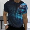 Animal Lion 3d Printed Fashion Short Sleeve Top Summer Vintage T-shirt Elastic Oversized Clothing Sweatshirt Fitness T-shirt for