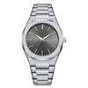 High-End Men's Quartz Watch with Large Dial and Steel Band, featuring Arabic Numerals.