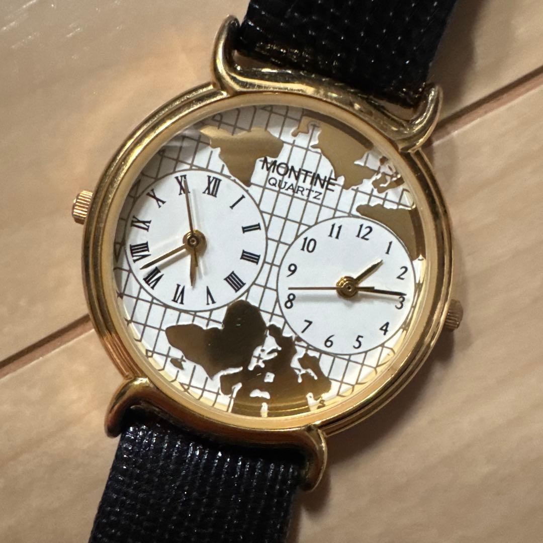 Used MONTINE Dual Time Watch Quartz Gold