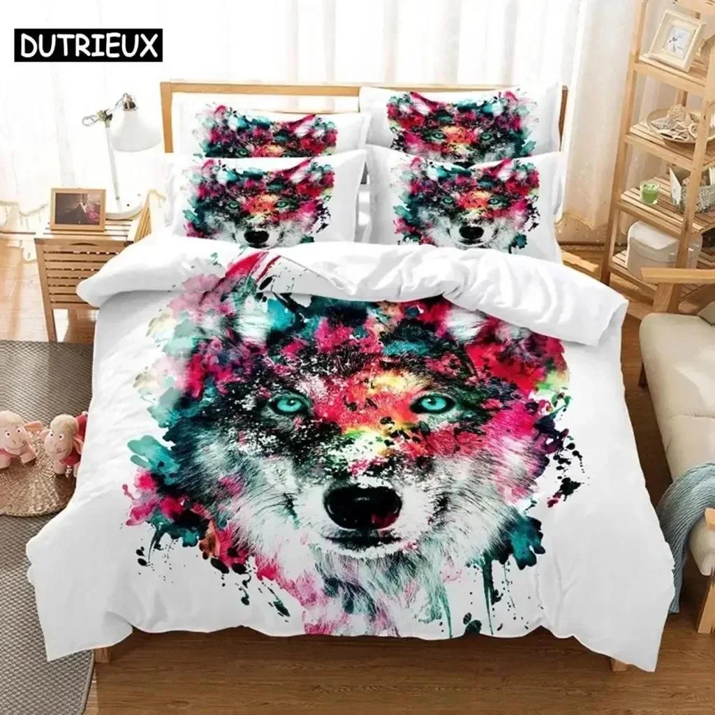 Luxury New 3D Print Love Wolf Comfortable Duvet Quilt Cover Pillowcase Bedding Set Children Bedroom Decoration Home Textile