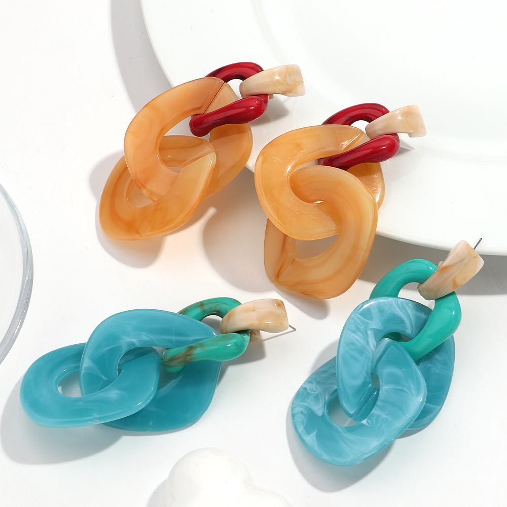 Trend Acrylic Geometric Leopard Print Circle Earring for Women Creative Irregular Colorful Round Drop Earrings 2025 Jewelry