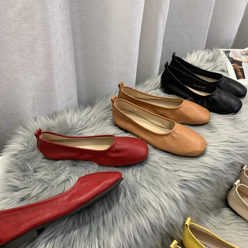 soft bottom elastic band ballet flats women square toe moccasins casual design spring summer single leather shoes woman loafers