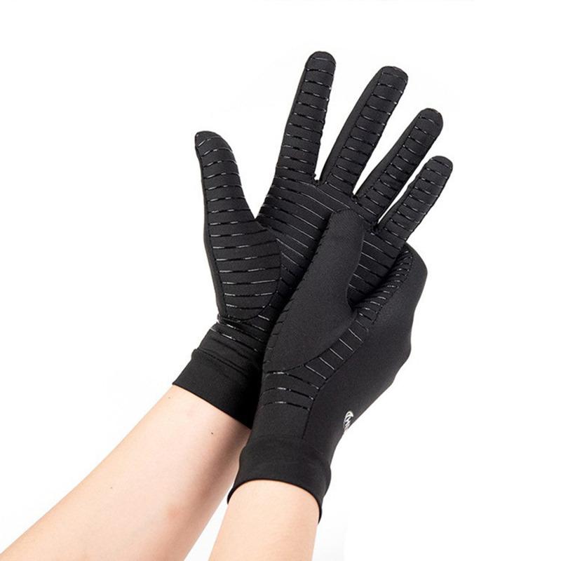 1 Pair Copper Arthritis Compression Gloves Women Men Relieve Hand Pain Swelling and Carpal Tunnel Fingerless for Typing
