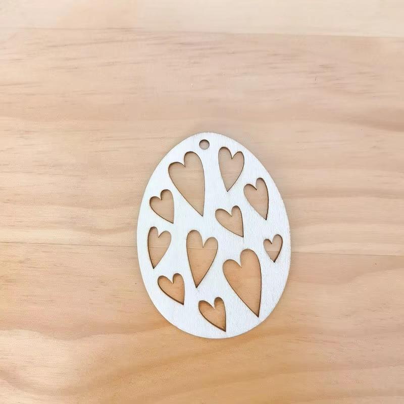 

10pcs Easter Wood Chip Hanging Ornaments Rabbit Eggs Wooden Pendants Unfinished Wood Slices Happy Easter Party Home Decorations 6-7cm&1mm