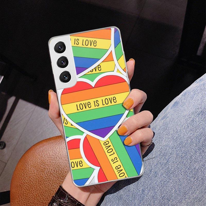 

Love Is Love LGBT Rainbow Phone Case For Samsung Galaxy S24 S25 Edge S26 Ultra S23 S22 S21 Plus S20 FE + Personalized Print Cove Samsung S23