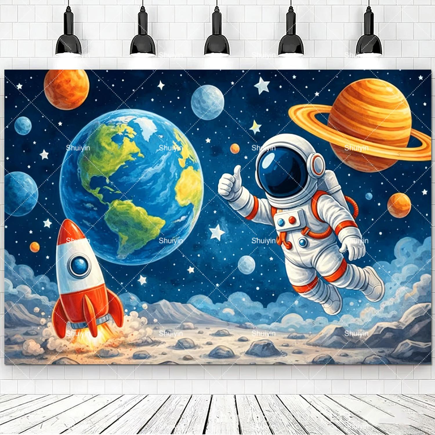 Astronaut, Rocket, Planet, Astronaut, Decorations for Kids, Party Supplies, Baby Photography Accessories, Gifts 150x100cm