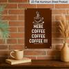 2D Flat, Vintage HERE COFFEE!! Metal Wall Decor, Aluminium Coffee Sign, Retro Cafe, Home, Office, for Man Cave Decoration - Indoor/Outdoor Use - No