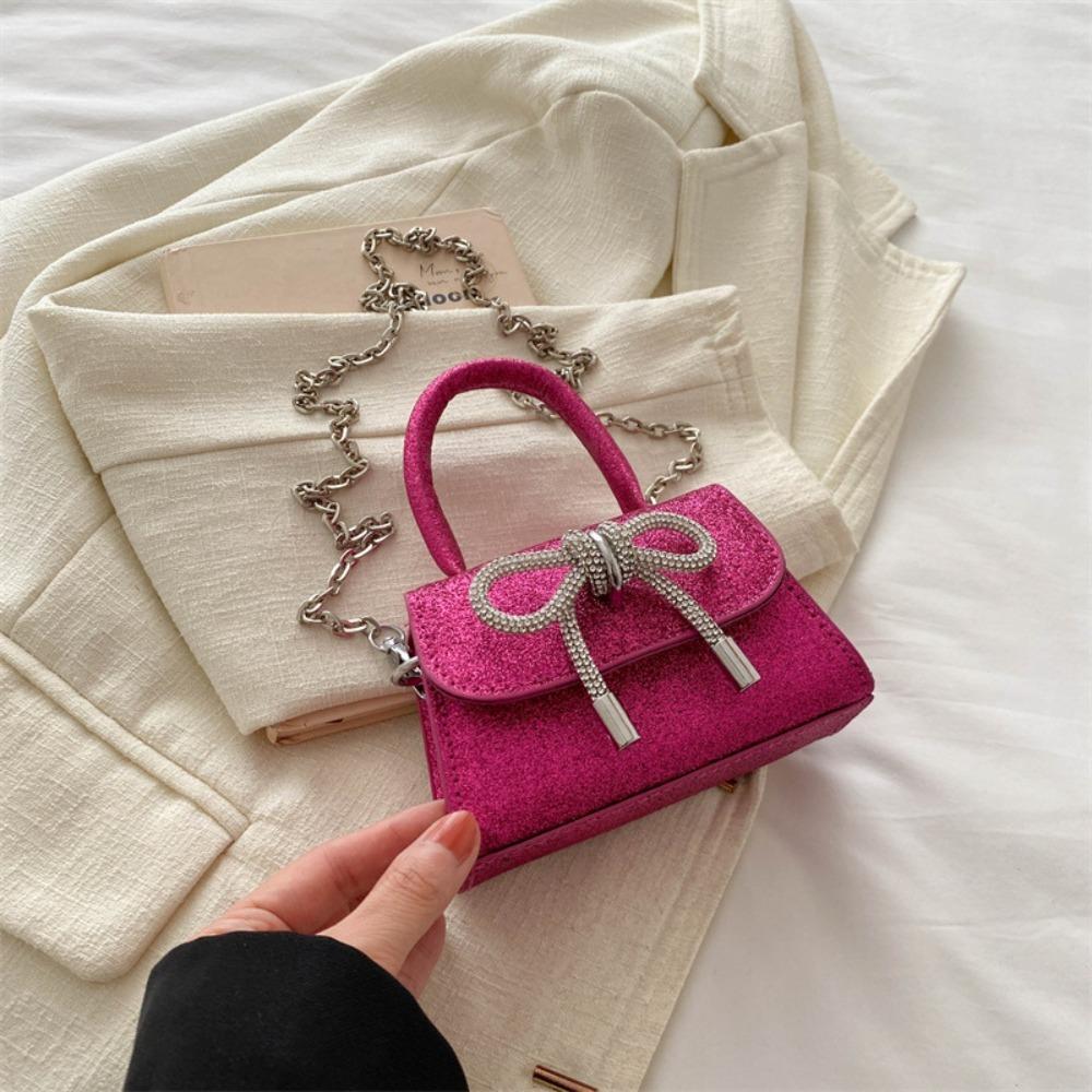 Women Bow Shoulder Bag New Solid Color Popular Messenger Bag Trendy High Capacity Mini Handbag
