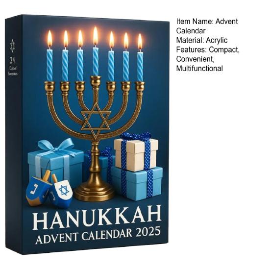 Hanukkah Advent Calendar 2025 24-Day Countdown Box for Christmas Multifunctional Holiday Decoration for Family Fun Parties
