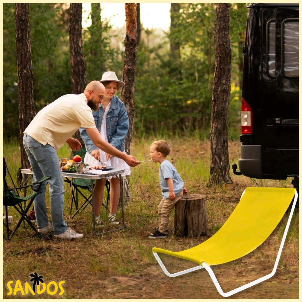 Sun lounger, beach chair, armchair, travel chair, yellow lounger