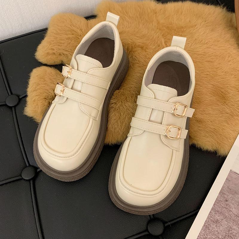Height-increasing British style with skirt JK single shoes women's new spring and summer black platform small leather shoes