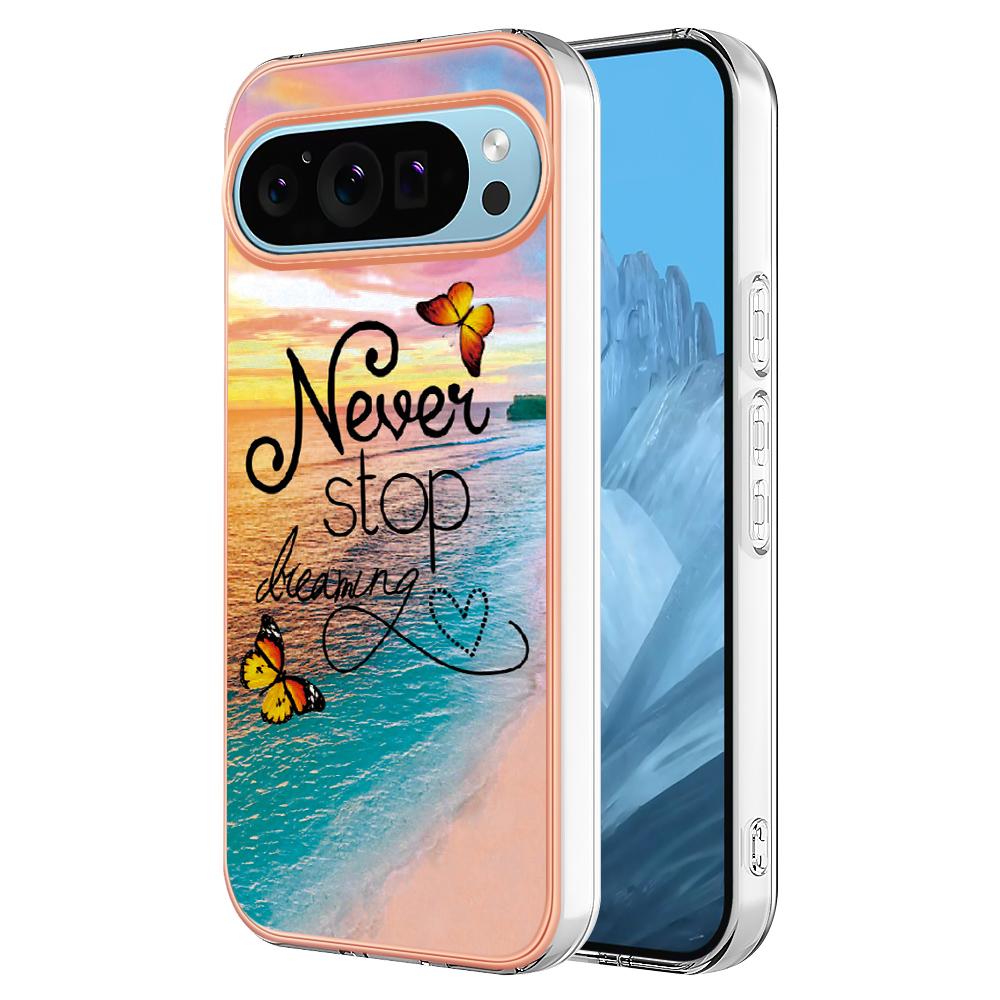 For Google Pixel 9/Pixel 9 Pro Case with IMD Marble Flower Pattern TPU Mobile Back Cover