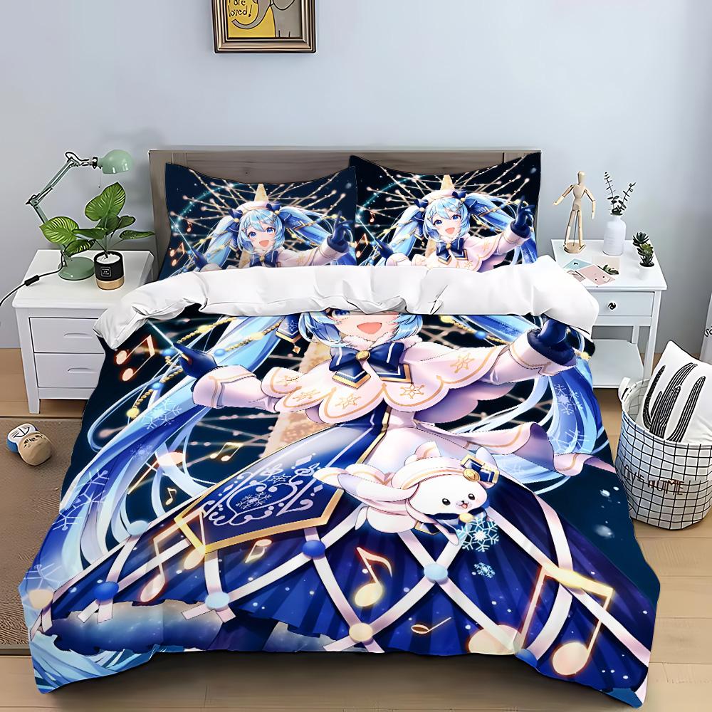Hatsune Miku Anime Duvet Cover Pillowcase Bedding Set Adult Boy Girl Bedroom Decoration Children Gift Single Double Large Size